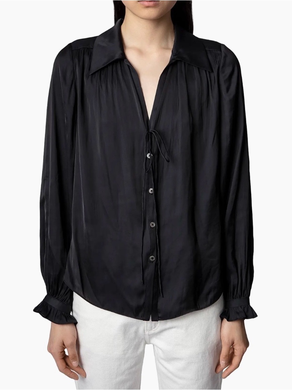 Zadig & Voltaire Tilan Satin Long-Sleeve Blouse